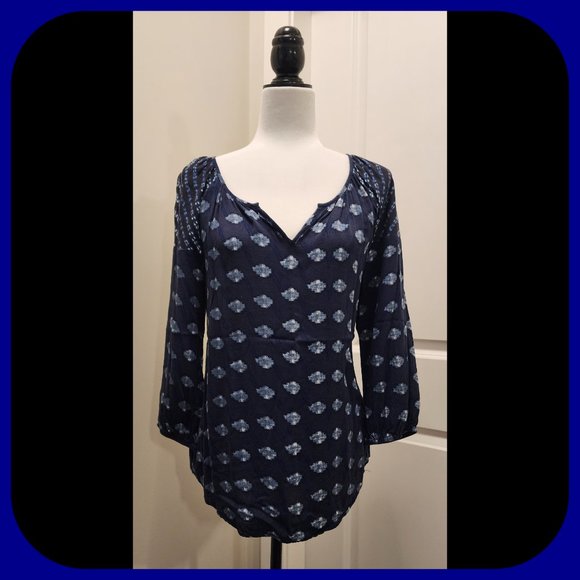 TRIBAL JEANS || Blue Boho Raglan Sleeve Top (SIZE M) - Picture 1 of 10